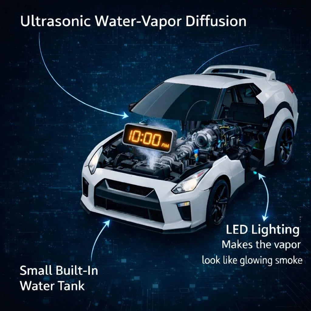 Hypercar Alarm Clock Realistic Engine & Light Effects